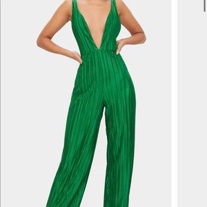 Green low plunge jumpsuit
